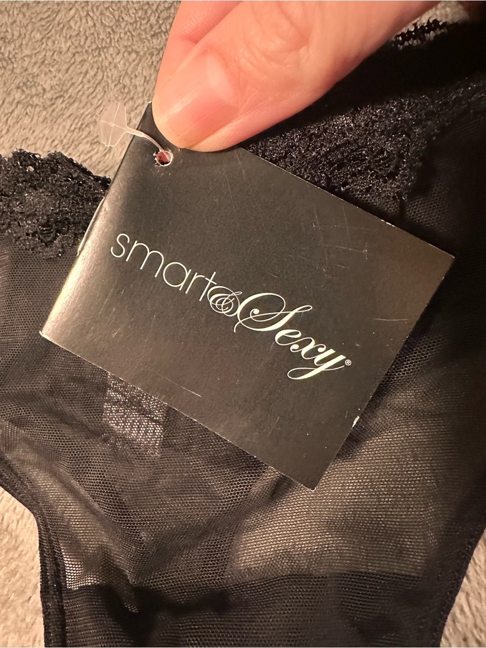 NWT Women’s 3 Piece Lingerie Set - Black Sheer Bra + 2 Thongs - 34B & Size 5 - Picture 6 of 12
